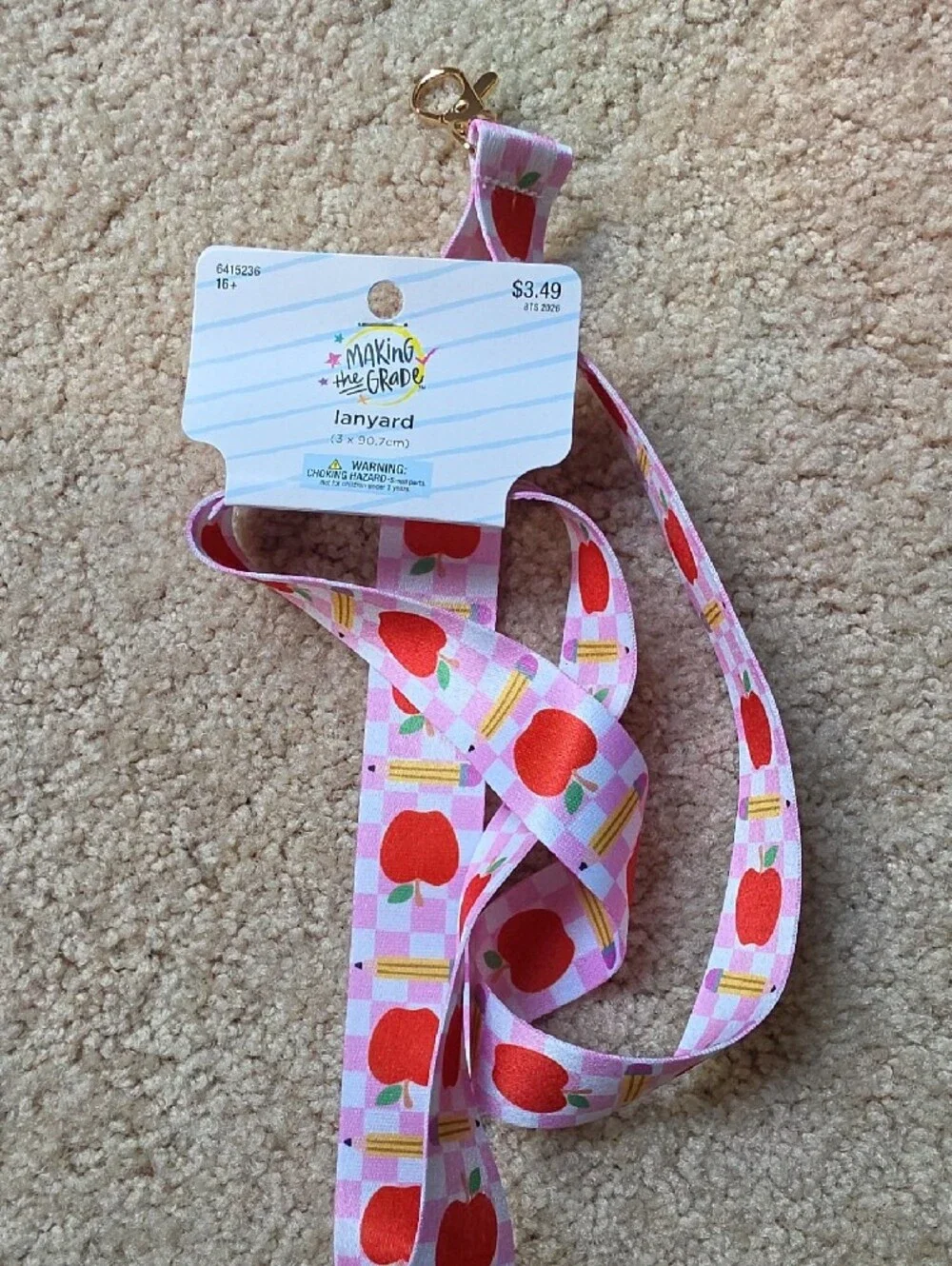 Hobby Lobby Pink Apple Lanyard with Pastel Pencil Bag Charm Set